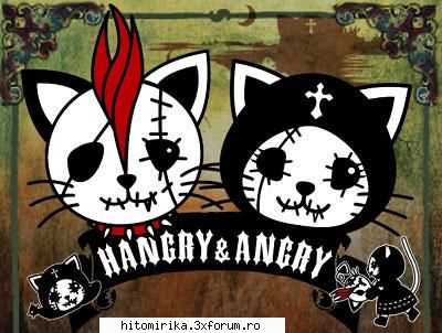 cea din dreapta este angry si cea din stanga este hamgry. mascotele hangry &angry